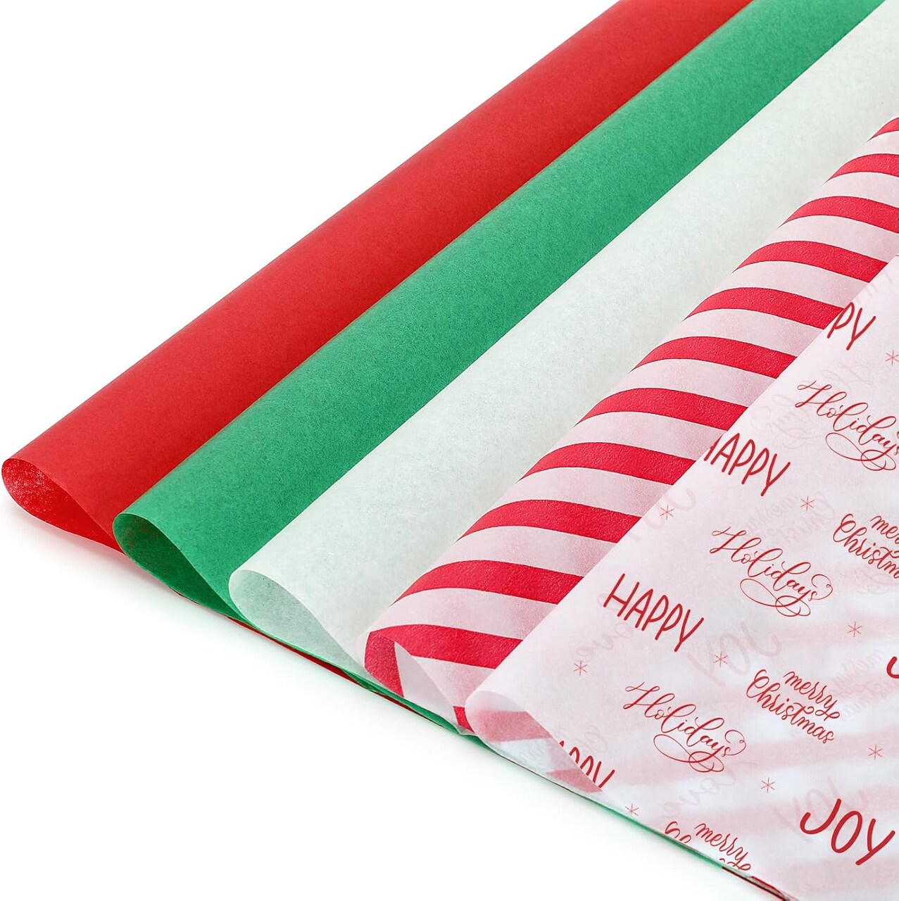 Christmas Tissue Paper for Gift Bags, 120 Sheets Gift Wrapping Paper Bulk Assorted Design Xmas Tissue Paper, Red Green and White Tissue Paper for DIY Crafts Holiday Decor (Red Letters)